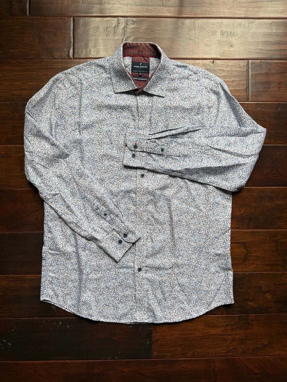 Daniel Hechter Paris Non-Iron Floral Long Sleeve Dress Shirt, Size L